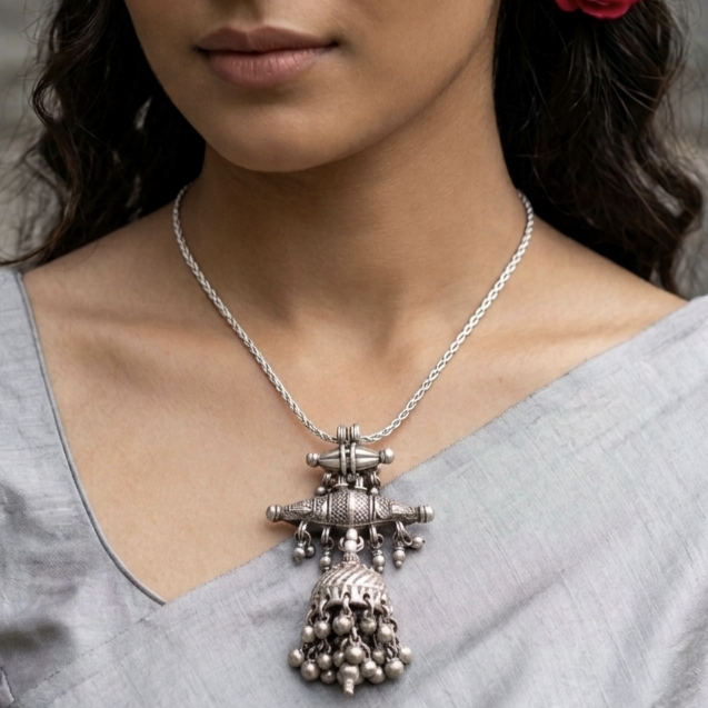 Indian Tribal Amulet Silver Pendant 